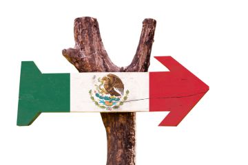Mexican flag on white