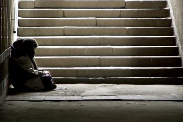 A homeless woman A homeless woman