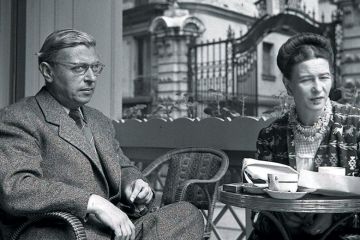Jean-Paul Sartre and Simone de Beauvoir meeting over coffee Jean-Paul Sartre and Simone de Beauvoir meeting over coffee