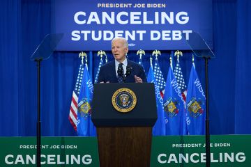 US President Joe Biden speaks at an event for his alternative student-debt relief plan that could forgive loans for as many as 26 million Americans, April 8, 2024 US President Joe Biden speaks at an event for his alternative student-debt relief plan that could forgive loans for as many as 26 million Americans, April 8, 2024
