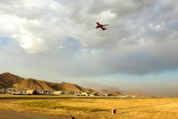 A plane takes off from Kabul airport A plane takes off from Kabul airport