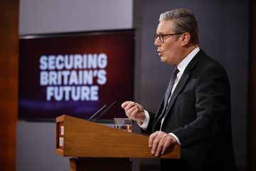 Keir Starmer, UK prime minister, during a news conference ahead of the publication of the government's immigration white paper