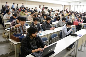 Mostly male students at Kyoto University, Japan. To illustrate how efforts to address gender inequality in higher education in Japan aren’t working. Mostly male students at Kyoto University, Japan. To illustrate how efforts to address gender inequality in higher education in Japan aren’t working.