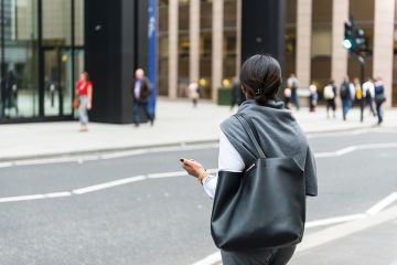 woman on city road woman on city road