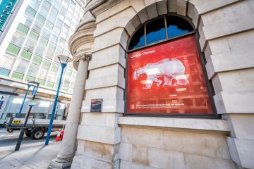 London, UK - June 26, 2018 London School of Economics sign for climate change at college university business red logo LSE