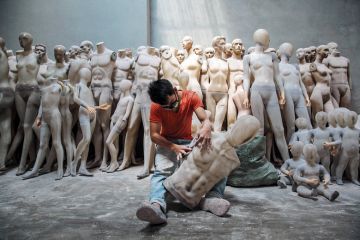 An employee works on a mannequin at the 'A Top Mannequin' factory An employee works on a mannequin at the 'A Top Mannequin' factory