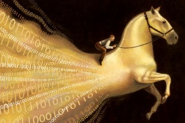 Man riding big data horse Man riding big data horse