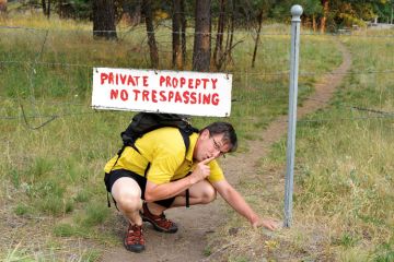 Man trespassing on private land