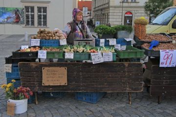 Market seller in Brno