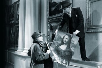 1940s-style woman and man holding the Mona Lisa 1940s-style woman and man holding the Mona Lisa