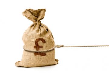 A money bag A bag of money being pulled away