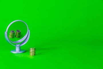 Money reflected in mirror