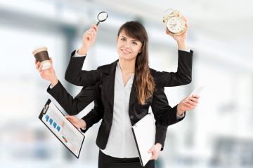 A student businesswoman multitasking A student businesswoman multitasking