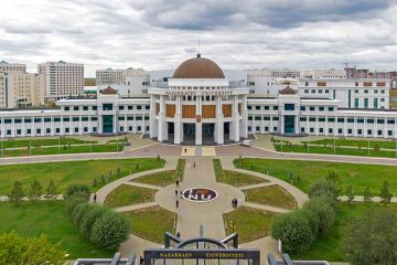 Aerial  view of the campus of Nazarbayev University in Astana, Kazakhstan, 2023