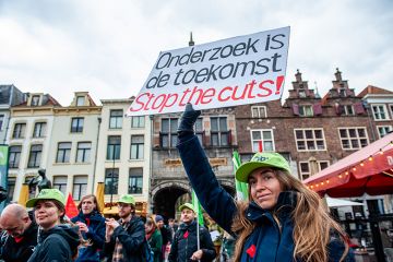Teachers and students go on strike against the cuts in higher education in Nijmegen, Netherlands on 13 March 2025