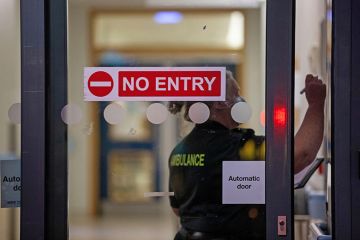 No entry sign on the entrance of the emergency department at a hospital, UK. To illustrate that overseas medical students, including British citizens may find it much harder to work in the UK. No entry sign on the entrance of the emergency department at a hospital, UK. To illustrate that overseas medical students, including British citizens may find it much harder to work in the UK.