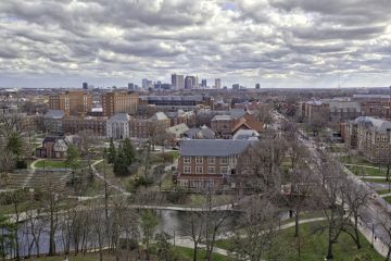 Columbus, Ohio, with Ohio State University in the foreground Columbus, Ohio, with Ohio State University in the foreground