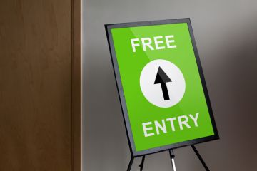A sign reading "free entry" A sign reading "free entry", symbolising open access