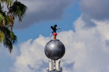 Orlando, FL, USA. August 17, 2016 Mickey Mouse statue at Hollywood Studios viewed from behind Orlando, FL, USA. August 17, 2016 Mickey Mouse statue at Hollywood Studios viewed from behind