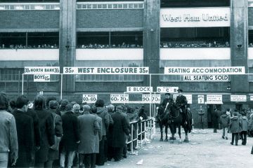 Football fans queuing for tickets, 1972 Football fans queuing for tickets, 1972
