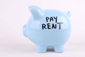 Piggy bank saying 'pay rent' Piggy bank saying 'pay rent'