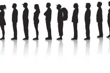 A queue in silhouette A queue in silhouette