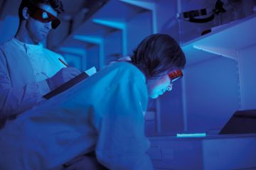 researchers-blue-light