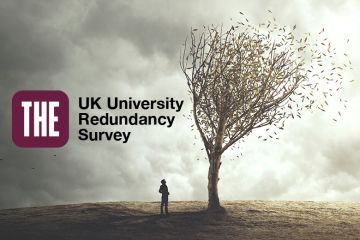 Person looking at tree with leaves blowing away and the THE UK University Redundancy Survey logo. Person looking at tree with leaves blowing away and the THE UK University Redundancy Survey logo.