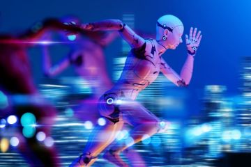 An android running, symbolising the fast pace of AI advancement