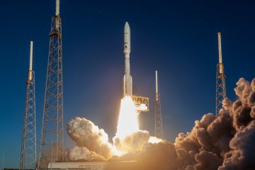 A rocket lifts off from Cape Canaveral carrying satellites for Amazon's Project Kuiper, illustrating mission A rocket lifts off from Cape Canaveral carrying satellites for Amazon's Project Kuiper, illustrating mission
