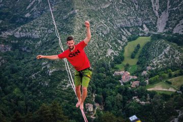 Man on tightrope