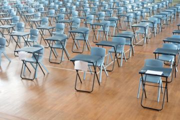 Rows of exam desks
