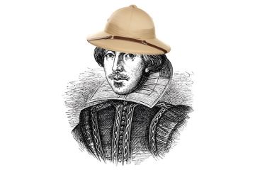 Shakespeare wearing safari hat (illustration)