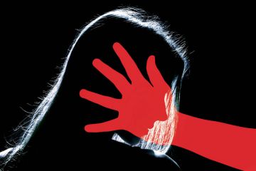 Silhouette of woman with face covered by person's hand Silhouette of woman with face covered by person's hand