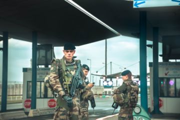 Soldiers guard the UK border