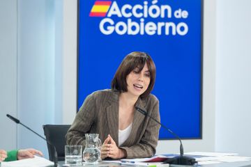 Spain’s minister of science, innovation and universities, Diana Morant, speaks at a press conference following the government’s approval of the royal decree establishing a new law on universities 