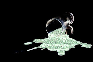Spilt glass of milk made of binary numbers Spilt glass of milk made of binary numbers