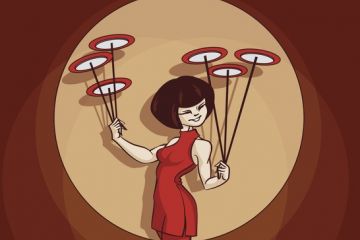 Illustration: A woman spinning plates, symbolising spin-outs