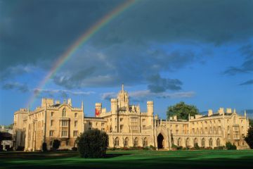 A rainbow over St John's College, Cambridge