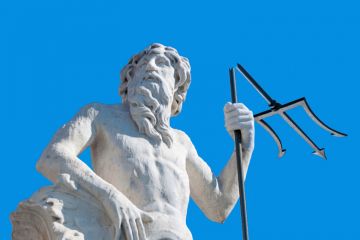 Statue of god with broken trident Statue of god with broken trident