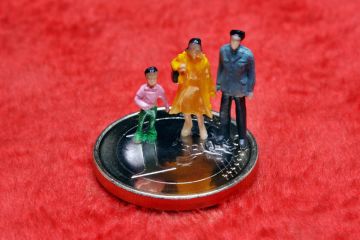 Statues of family standing on €1 coin