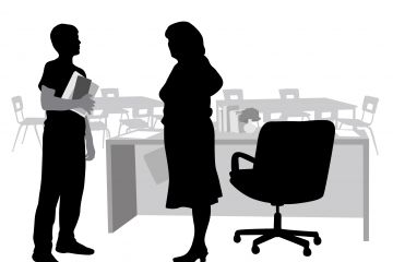 Beyond talking Student silhouette talking to teacher