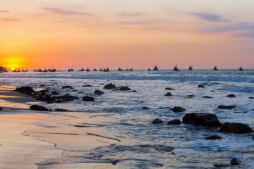 Sunset on the harbor of Mancora, Peru