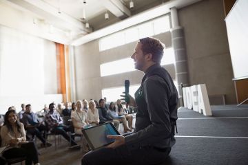 Man giving talk