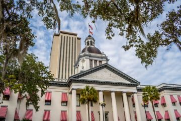 Tallahassee, FL, USA - Feb 15, 2019 The huge outside preserve grounds of the Old Capital of Florida