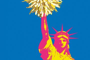 Statue of Liberty cheerleading