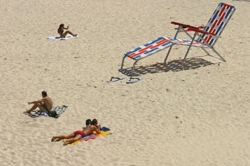 giant sunlounger on beach. Australia
