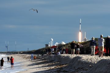 SpaceX Falcon 9 rocket launches at Canaveral National Seashore