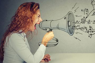 Woman shouting through a megaphone