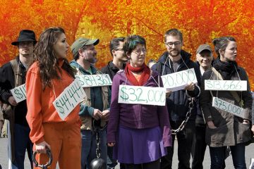 Students, graduates and activists rally at Union Square in NYC against banks exploiting students with loans for education